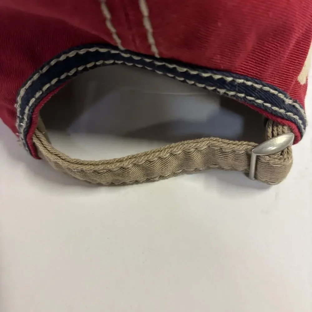 DISNEY. ADULT BLUE/RED/BIEGE DISTRESSED DISNEY STRAPBACK HAT - Very Clean.